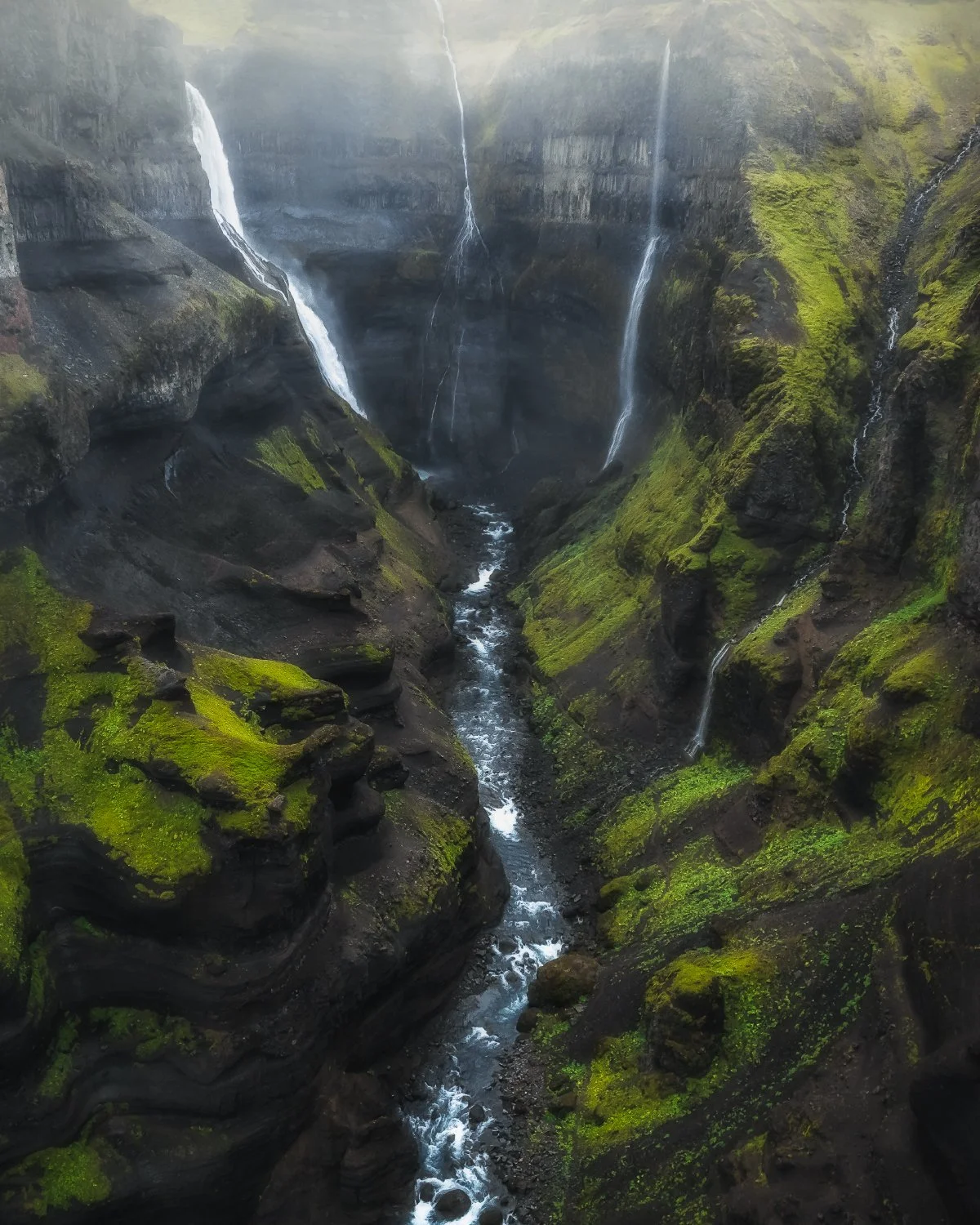 Glymur Waterfall, Iceland: Second Tallest Waterfall, Dramatic Landscape, Majestic Scenic Beauty.
  Waterfalls, Atmospheric  