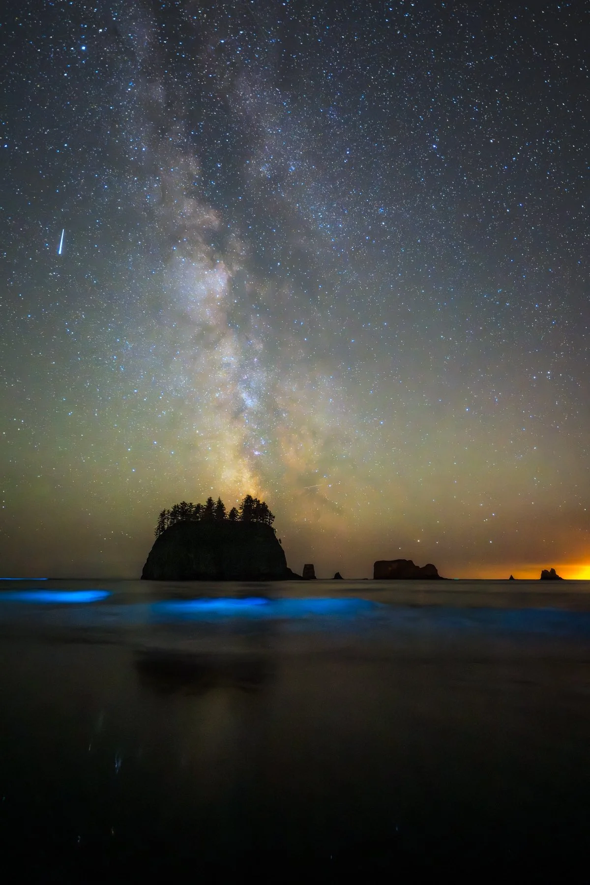 Milky Way over Second Beach, Olympic Park: Stunning Night Sky Photography with Bioluminescent Waves
  Night Sky  