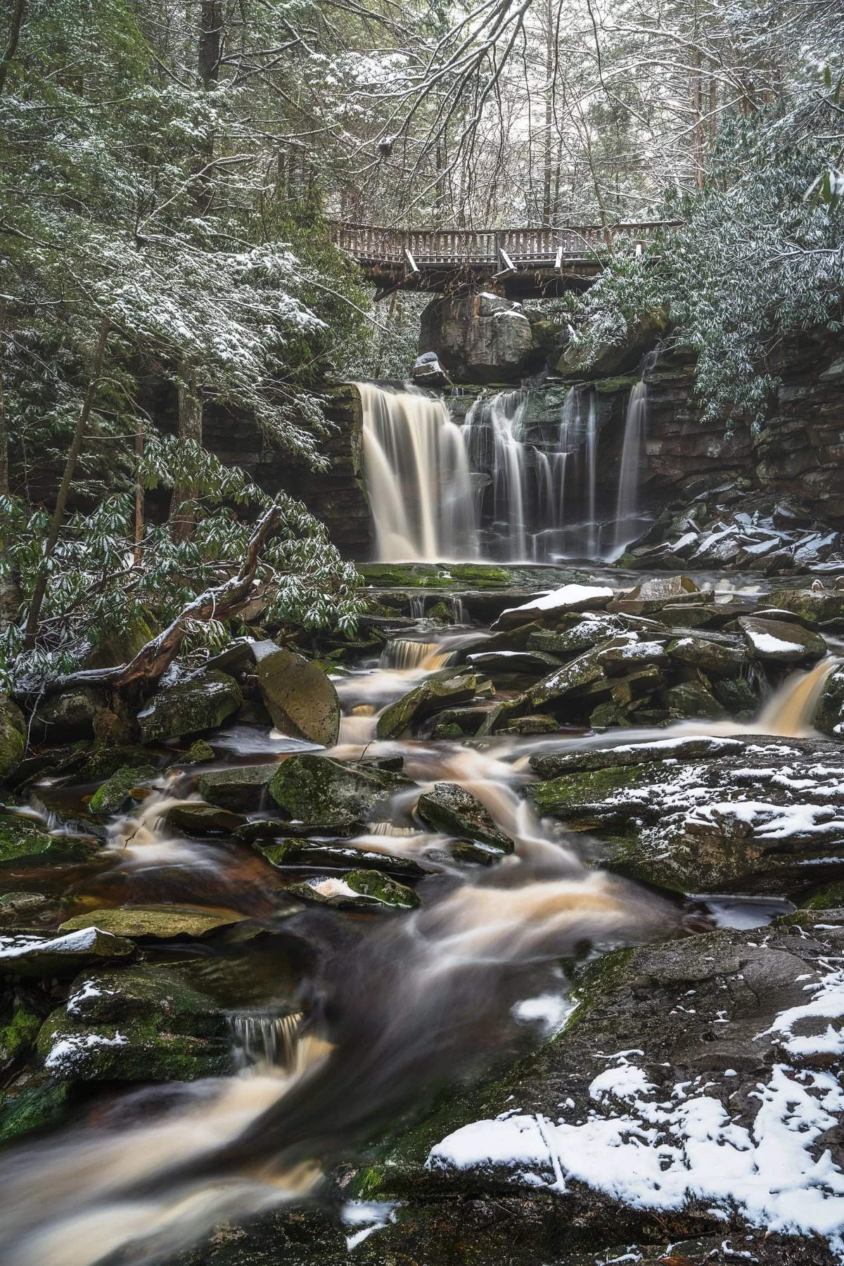 Blackwater Falls State Park, West Virginia: Majestic Waterfall, Winter Landscape, Scenic Beauty.
  Waterfalls, Cold  