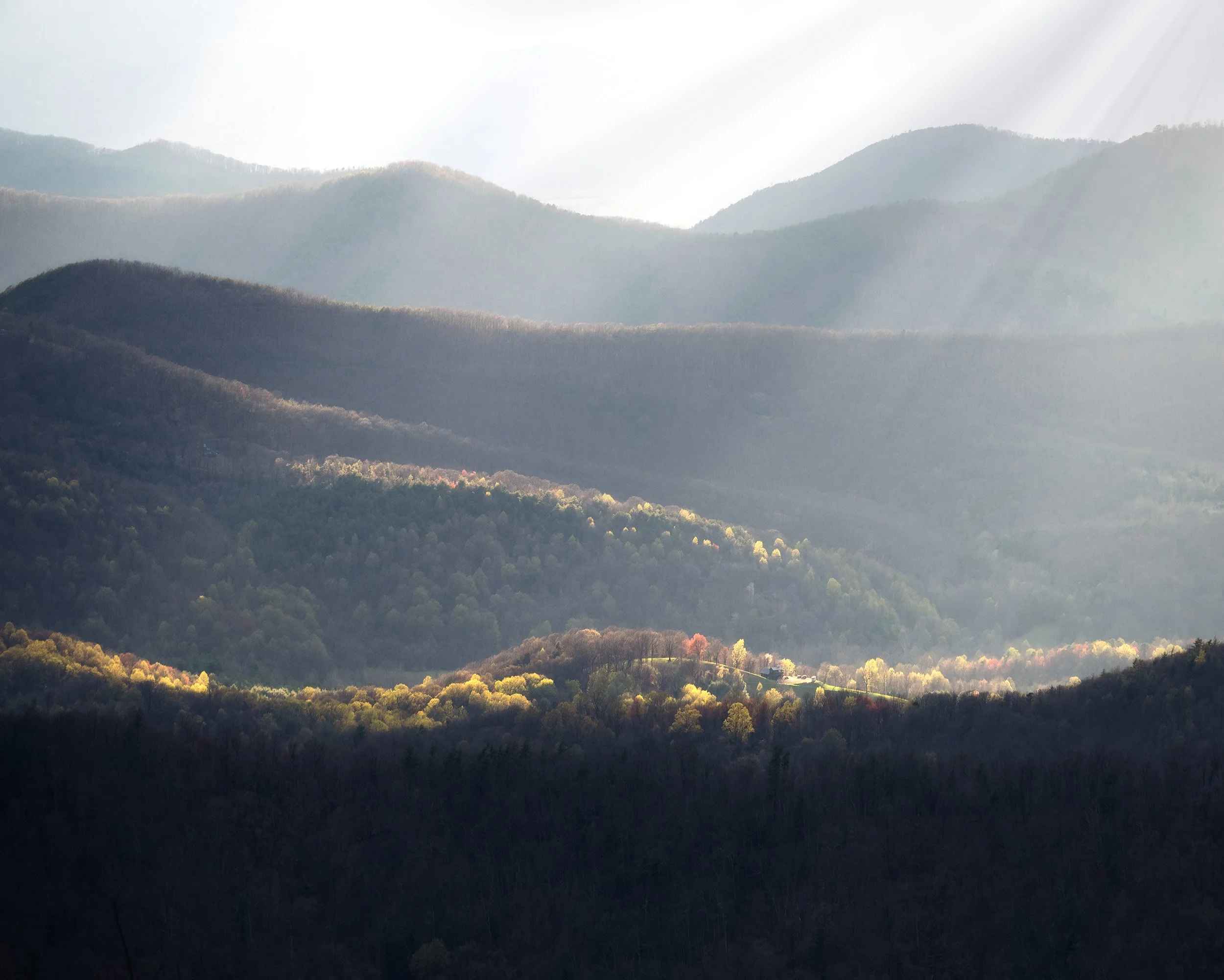 Early Spring in Shenandoah: Misty Mountain Layers at Noon
  Light, Intimate Landscapes, Spring, Atmospheric  