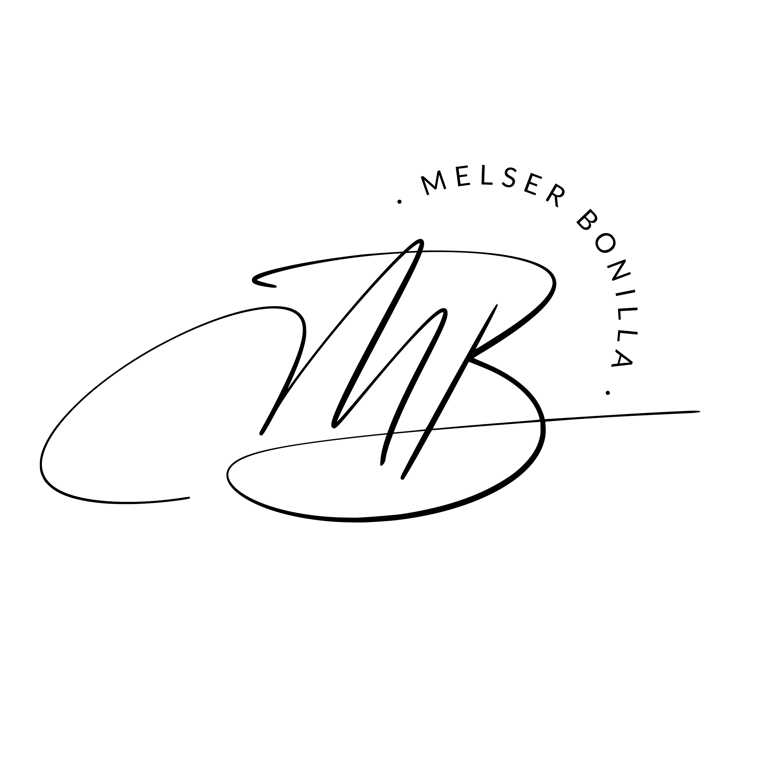 Logo for Melser Bonilla with stylized initials 'MB' and circular text.