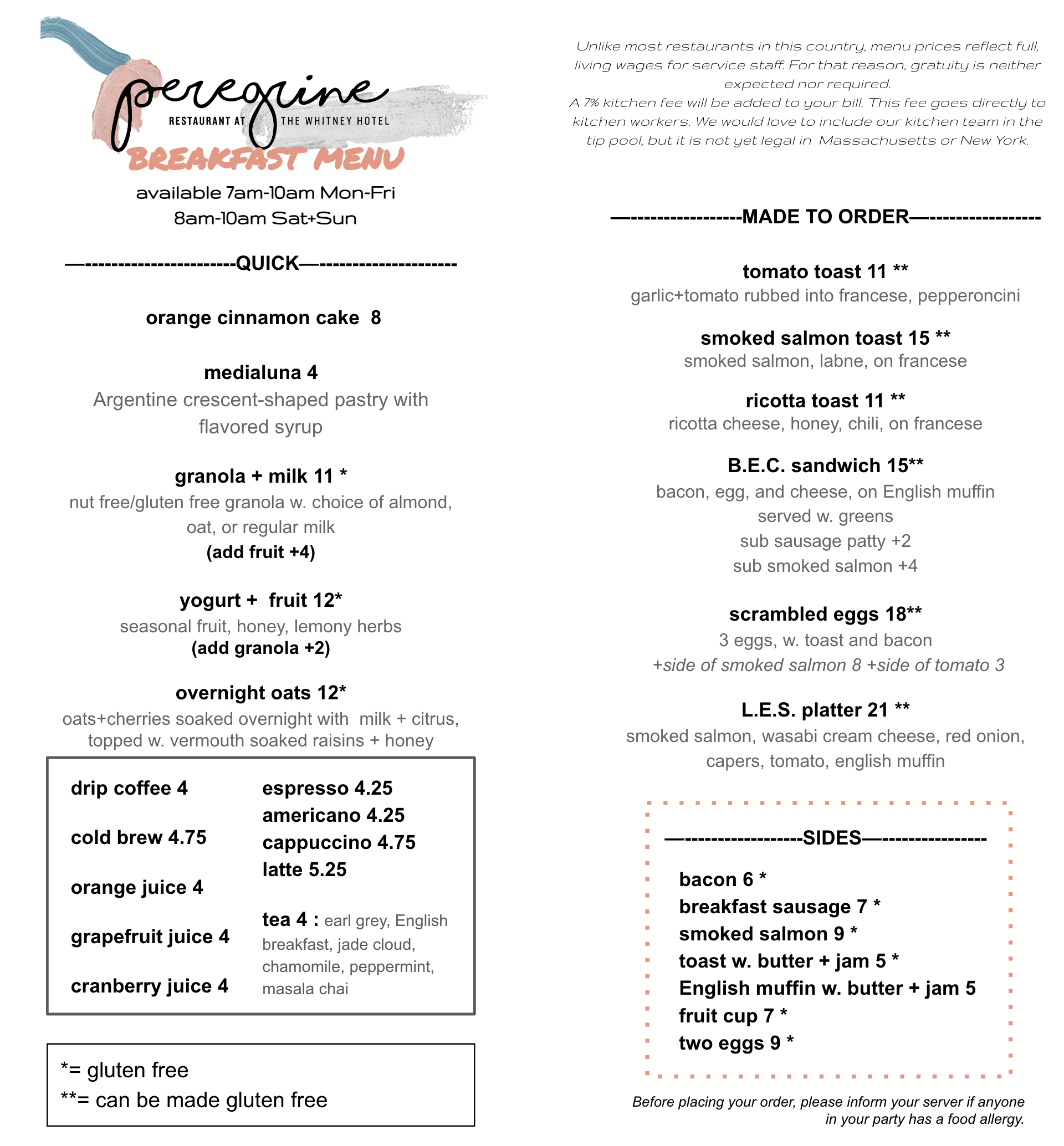 Menu 1 — Peregrine