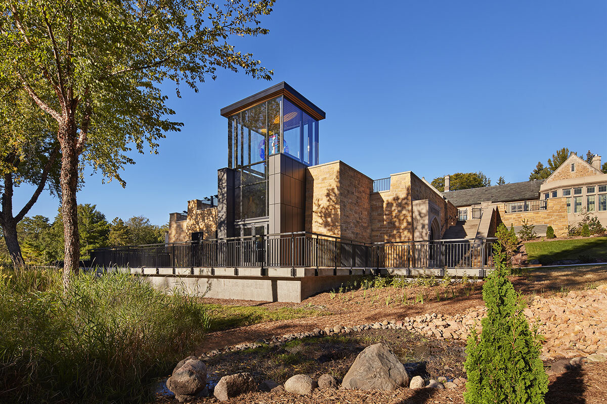 New lake-facing entrance after renovation.