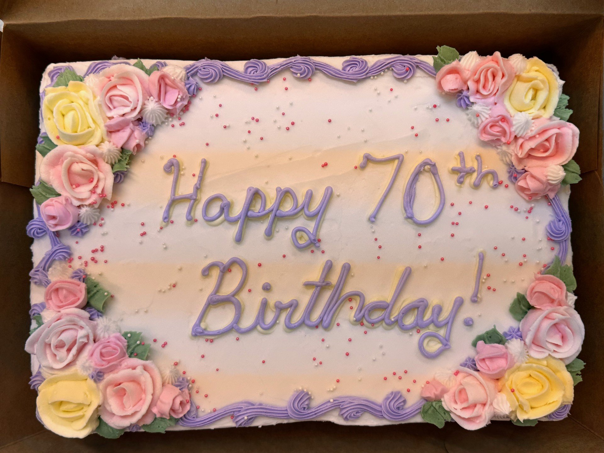 70th birthday slab cake