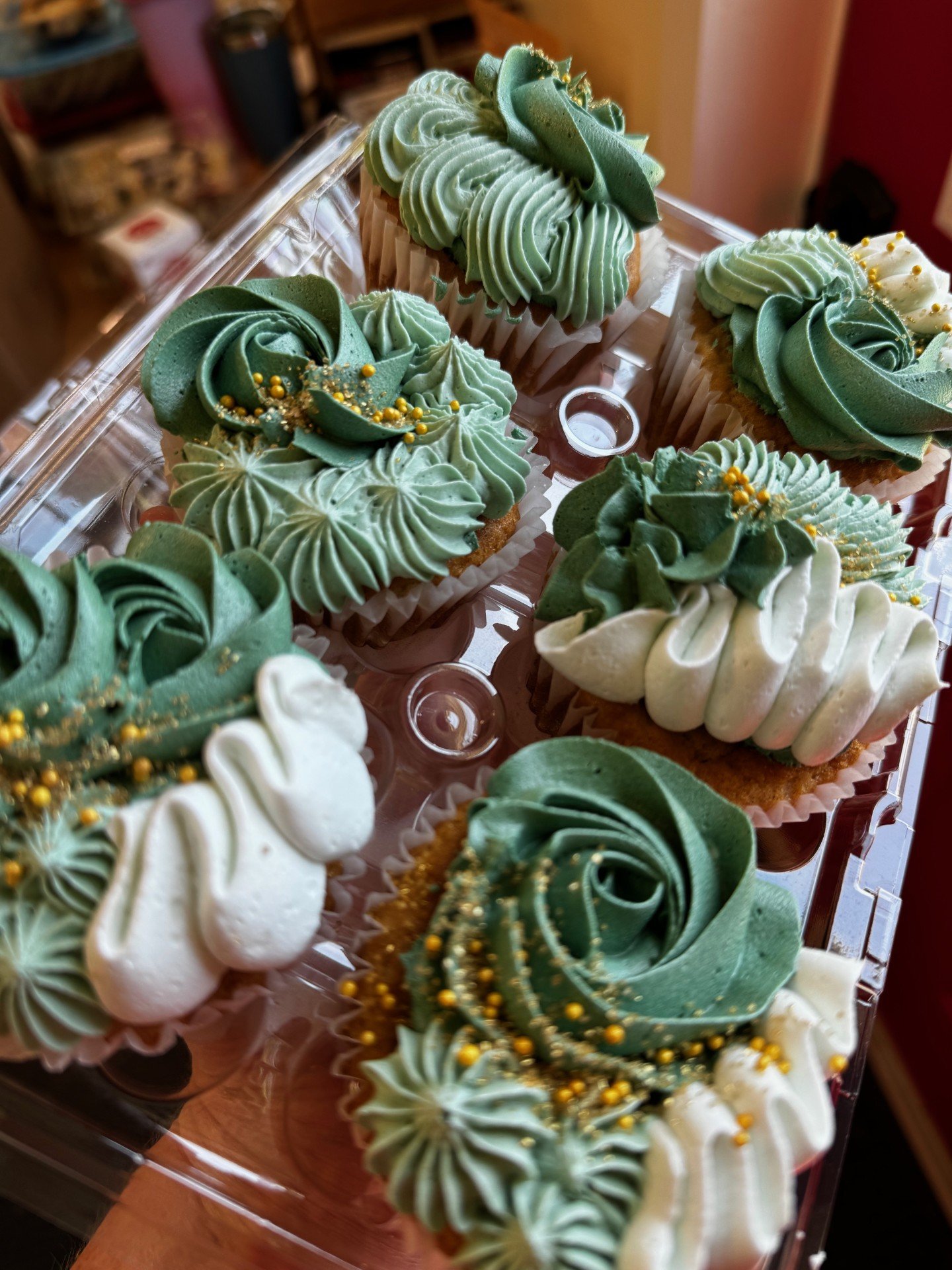 sage green cupcakes for baby shower