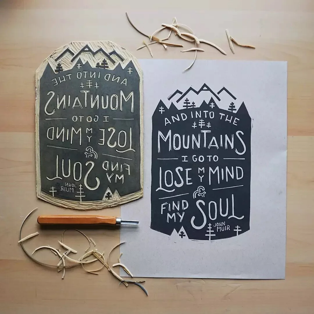I think I forgot to mention that I finished this design! I wish the nice weather would come back so I can ditch my mind in the mountains again
.
.
.
#johnmuir #naturequotes #handcarved #printmaking #linocut #artinprogress #reliefprint #printmakersofi