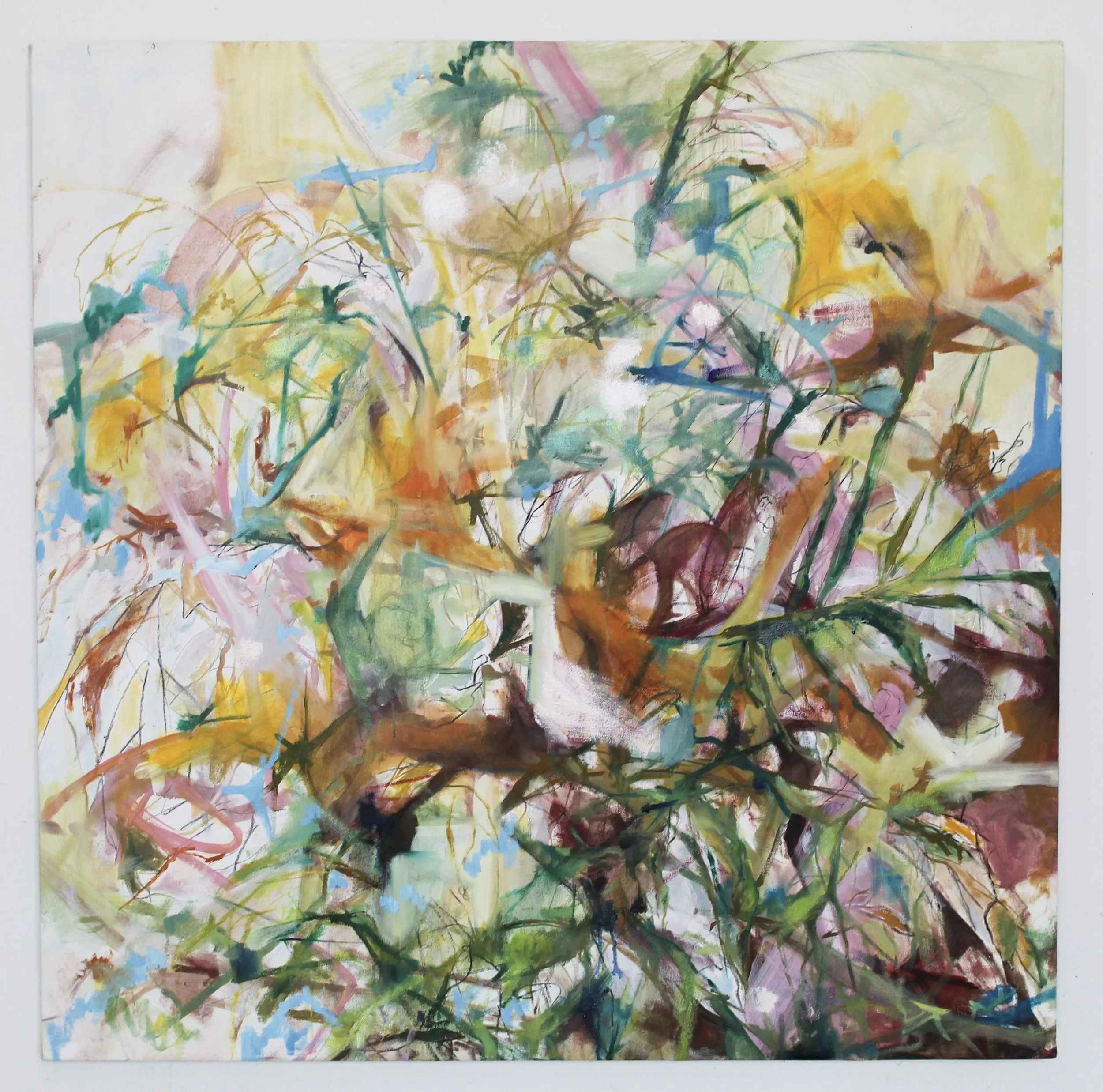 acrylic and oil paint on canvas. 42x42 in. 2019.