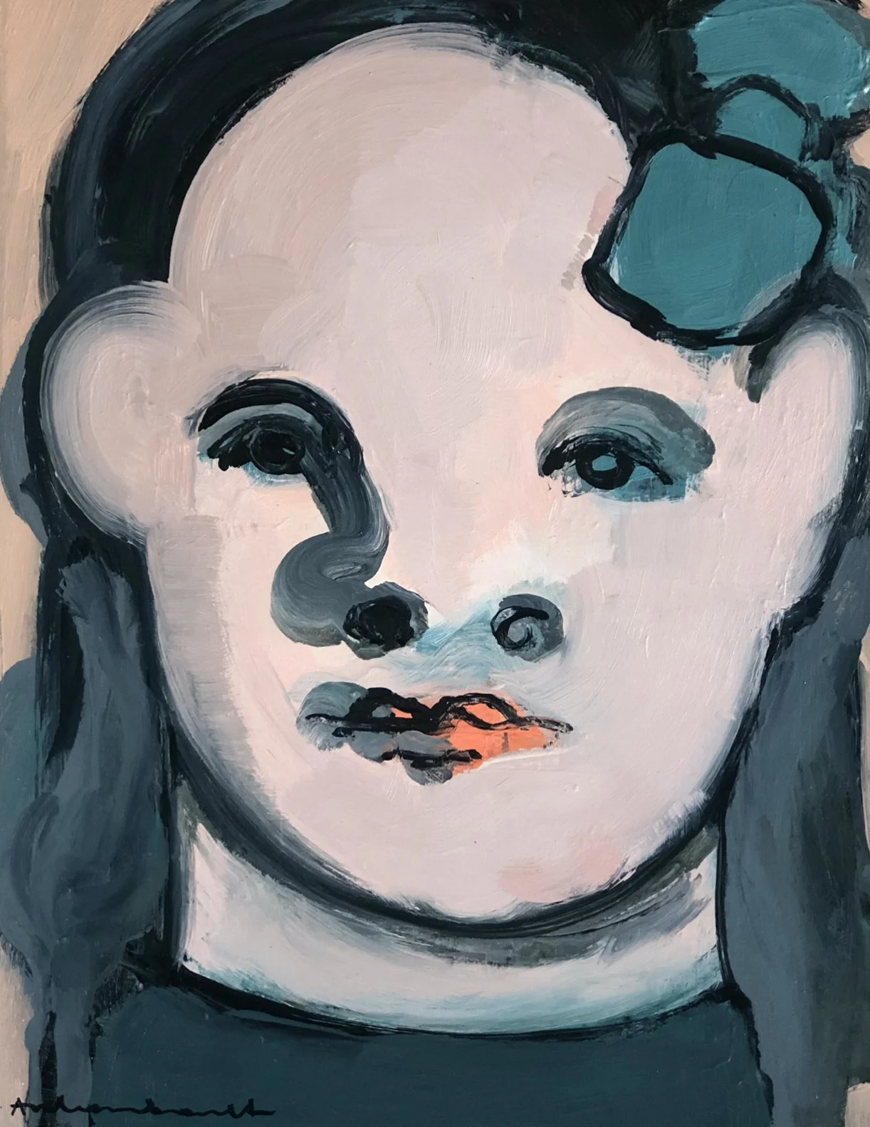 Blue bow, acrylic on canvas, 11x14 inch, $1300.jpg