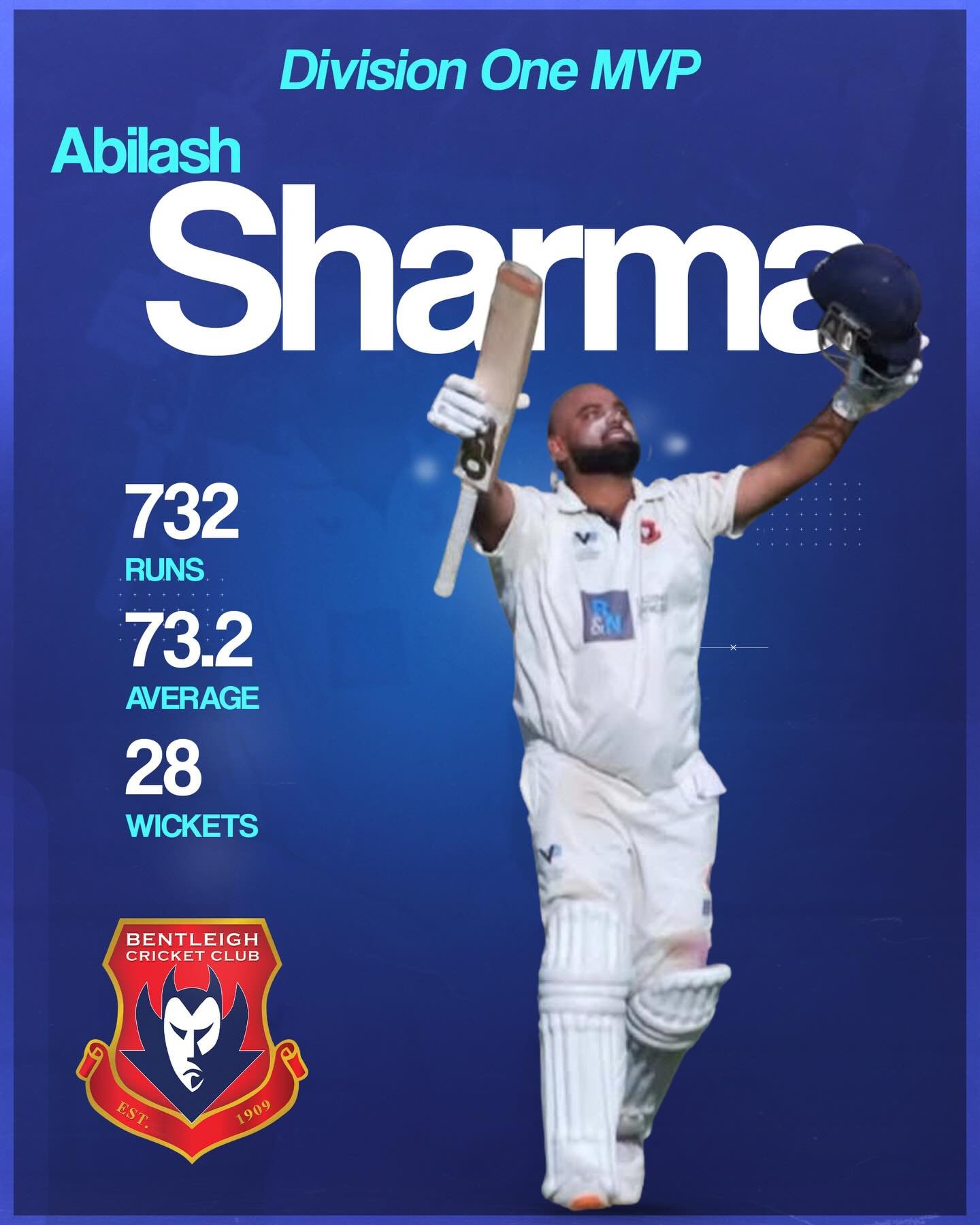 Congratulations to @bentleigh_cricket_club Abilash Sharma who won the Cricket Southern Bayside Division One MVP!

Abi had an incredible season topped off by his century in the Grand Final!

Considering the stacked team that he was playing with, an in