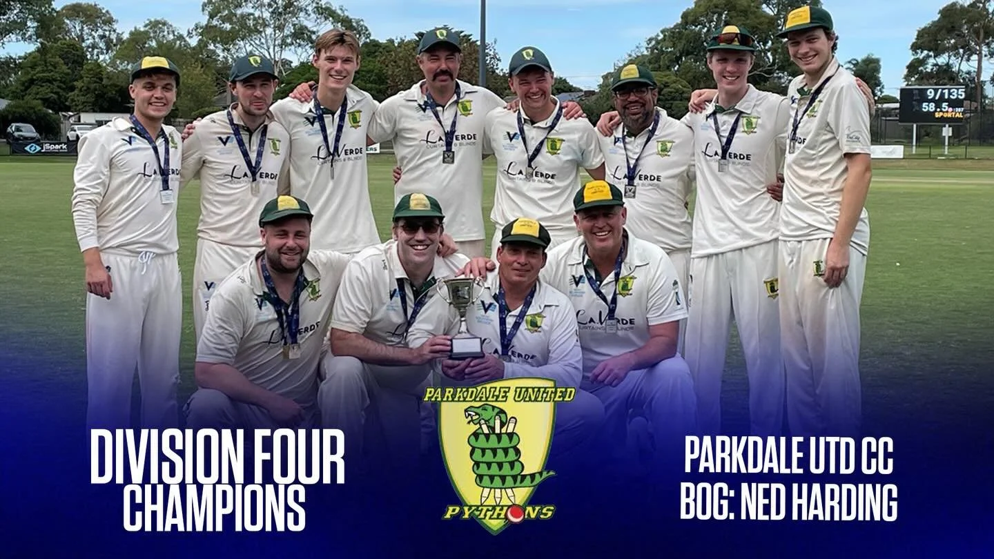 INVINCIBLE!

Congratulations to Parkdale United whose second XI went undefeated this season!

A very warranted promotion to Division 3 with Ned Harding taking 6fa to earn the man of the match!