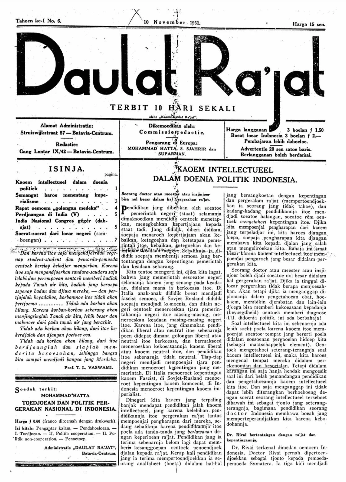 DAULAT RA’JAT 10 NOV 1931