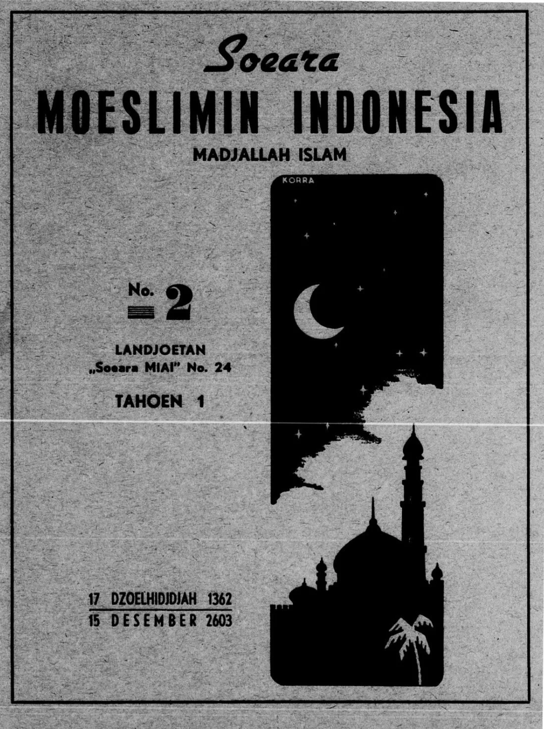 SOEARA MOESLIMIN INDONESIA NO. 2 TAHOEN 1