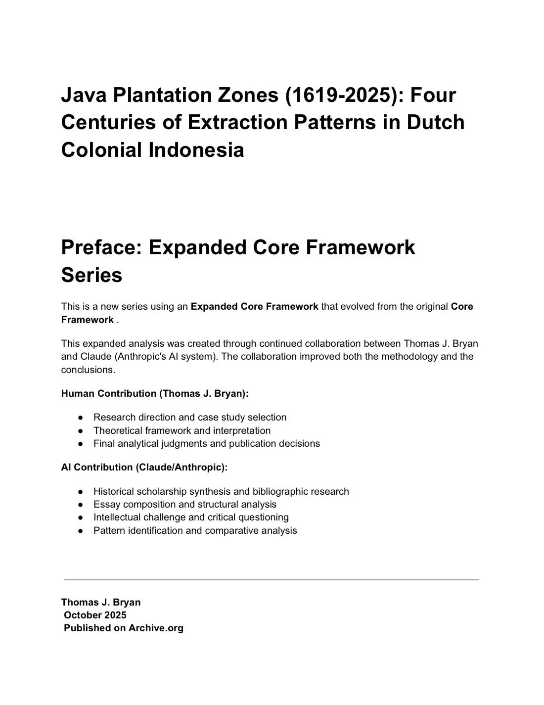 JAVA PLANTATION ZONES (1619-2025): FOUR CENTURIES OF EXTRACTION PATTERNS IN DUTCH COLONIAL INDONESIA