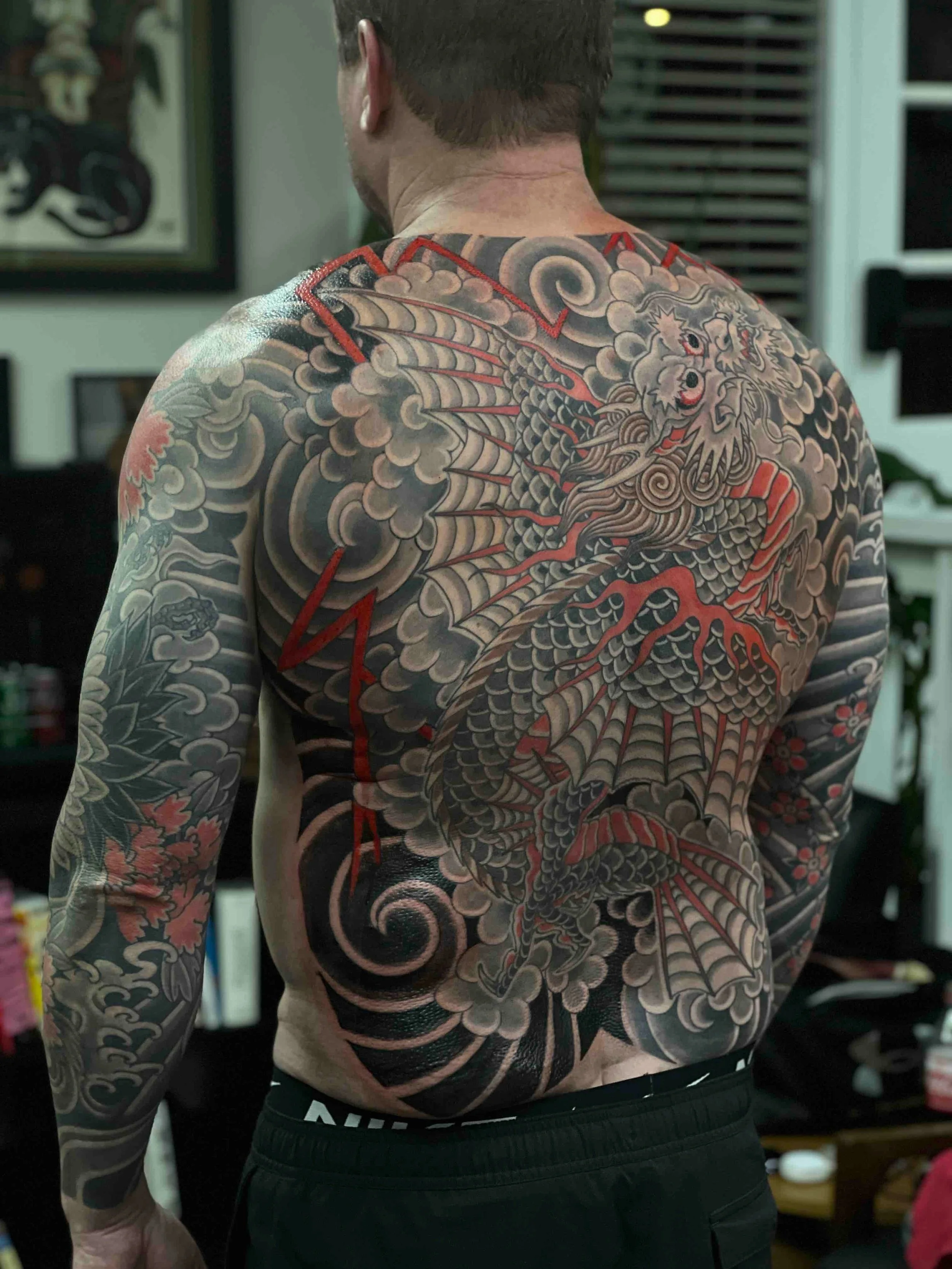 Japanese Dragon Backpiece | Lightwork Tattoo Atlanta