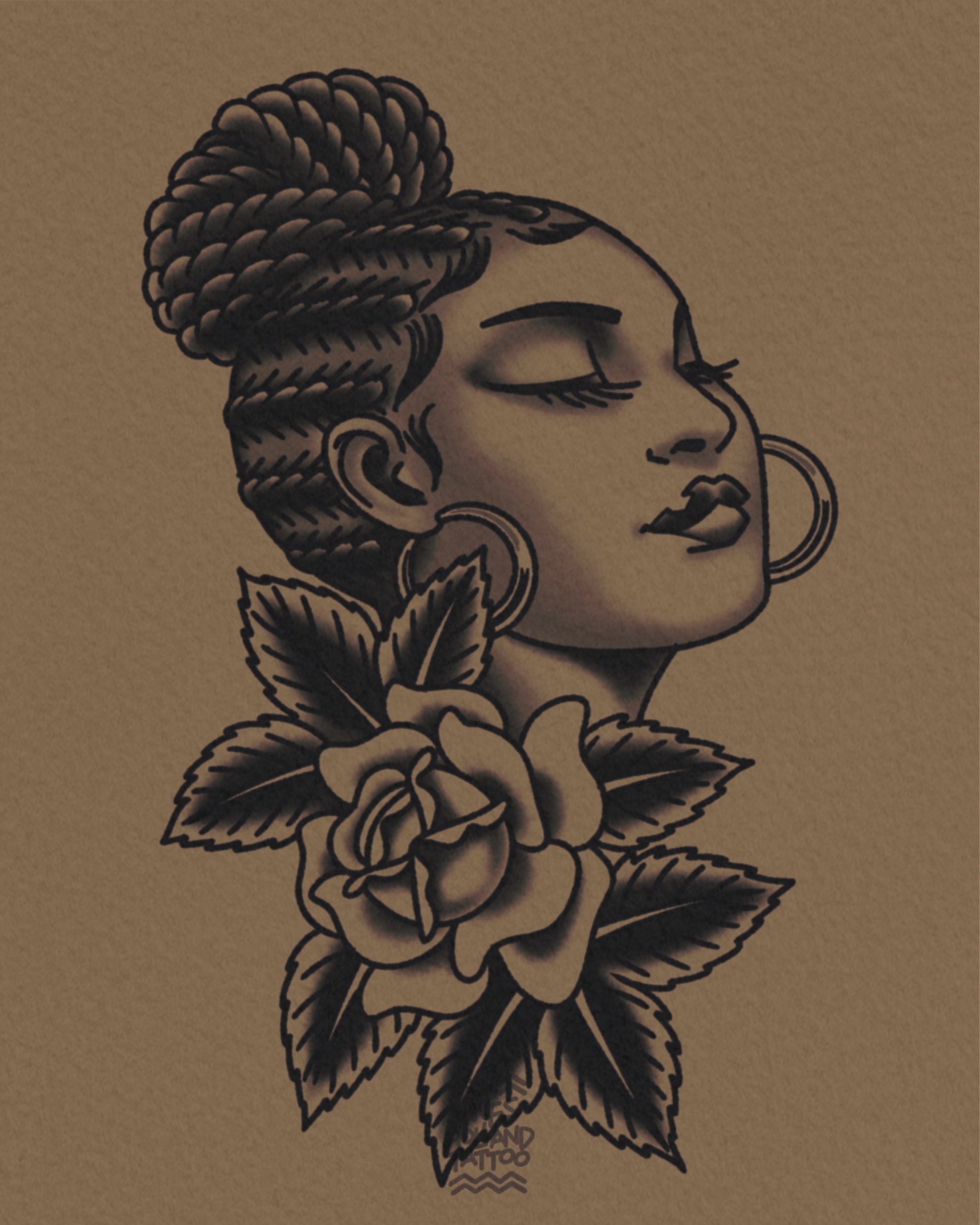 Afro-americana flash by Wes Holland — Lightwork Tattoo · Sandy Springs, Atlanta, Ga