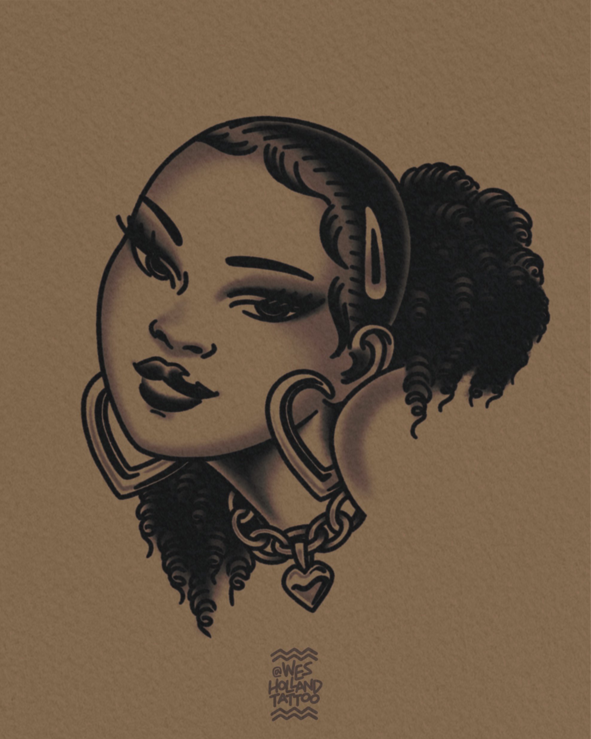 Afro-americana flash by Wes Holland — Lightwork Tattoo · Sandy Springs, Atlanta, Ga