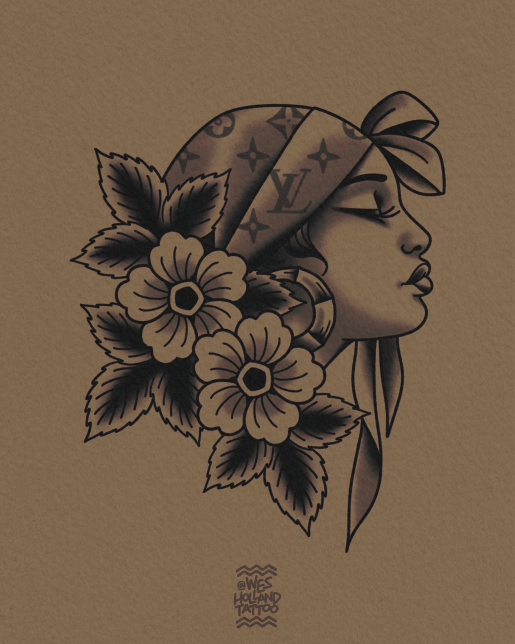 Afro-americana flash by Wes Holland — Lightwork Tattoo · Sandy Springs, Atlanta, Ga