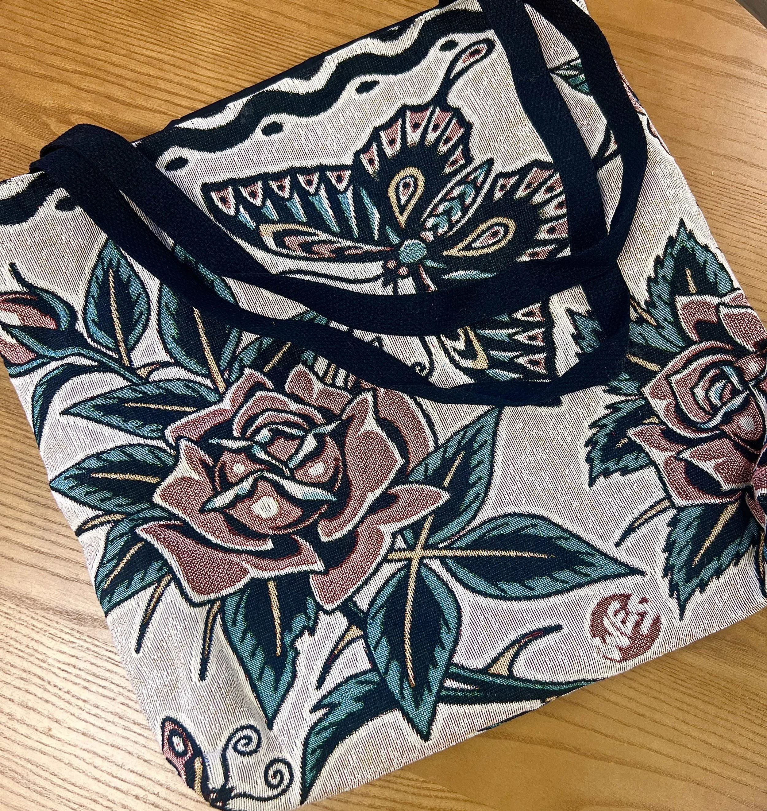 Butterfly Rose - Woven Tote