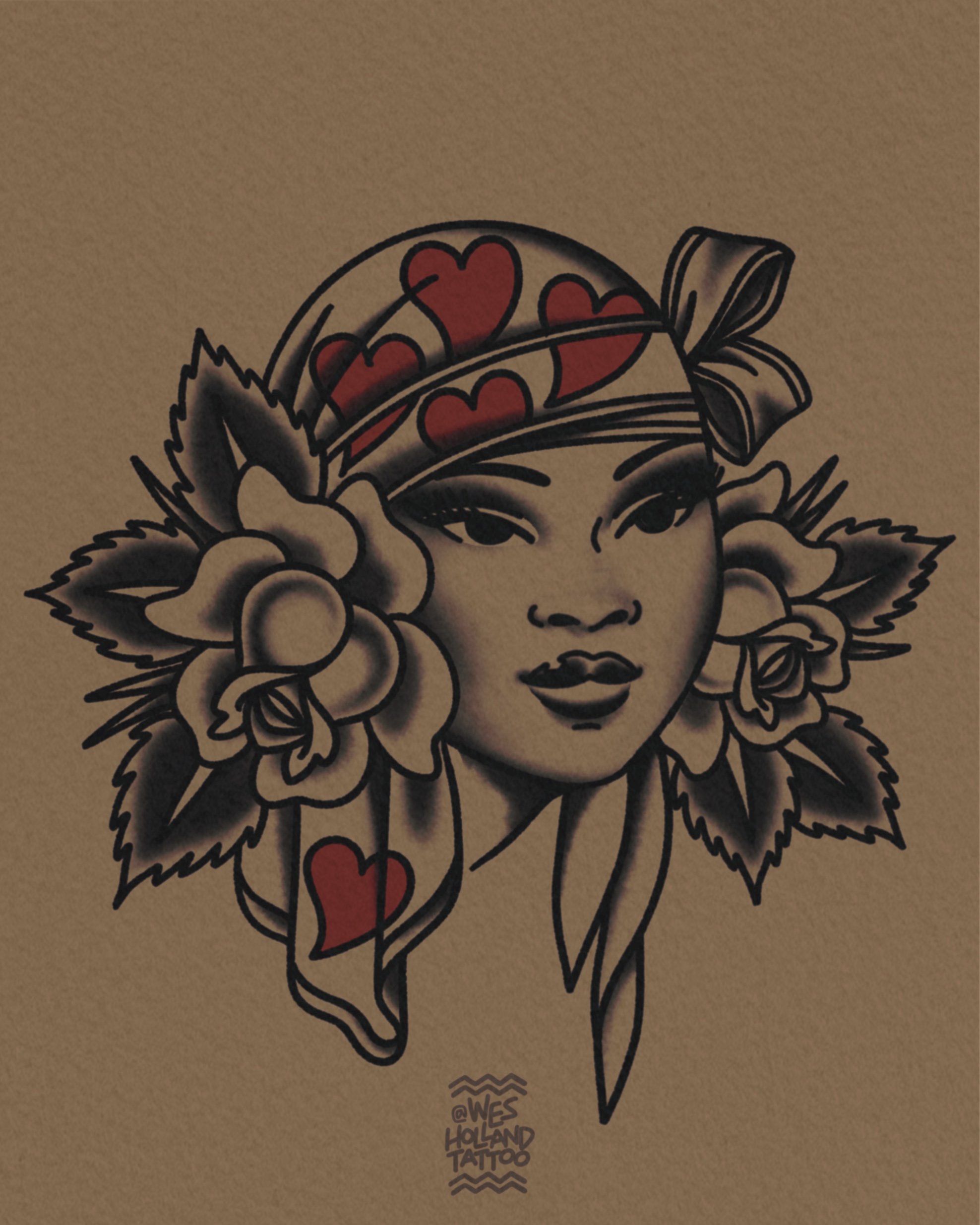 Afro-americana flash by Wes Holland — Lightwork Tattoo · Sandy Springs, Atlanta, Ga