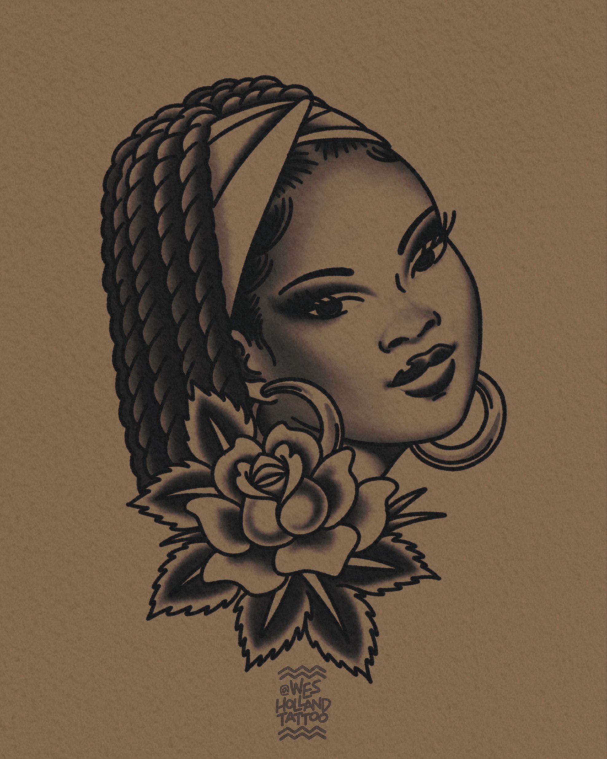 Afro-americana flash by Wes Holland — Lightwork Tattoo · Sandy Springs, Atlanta, Ga