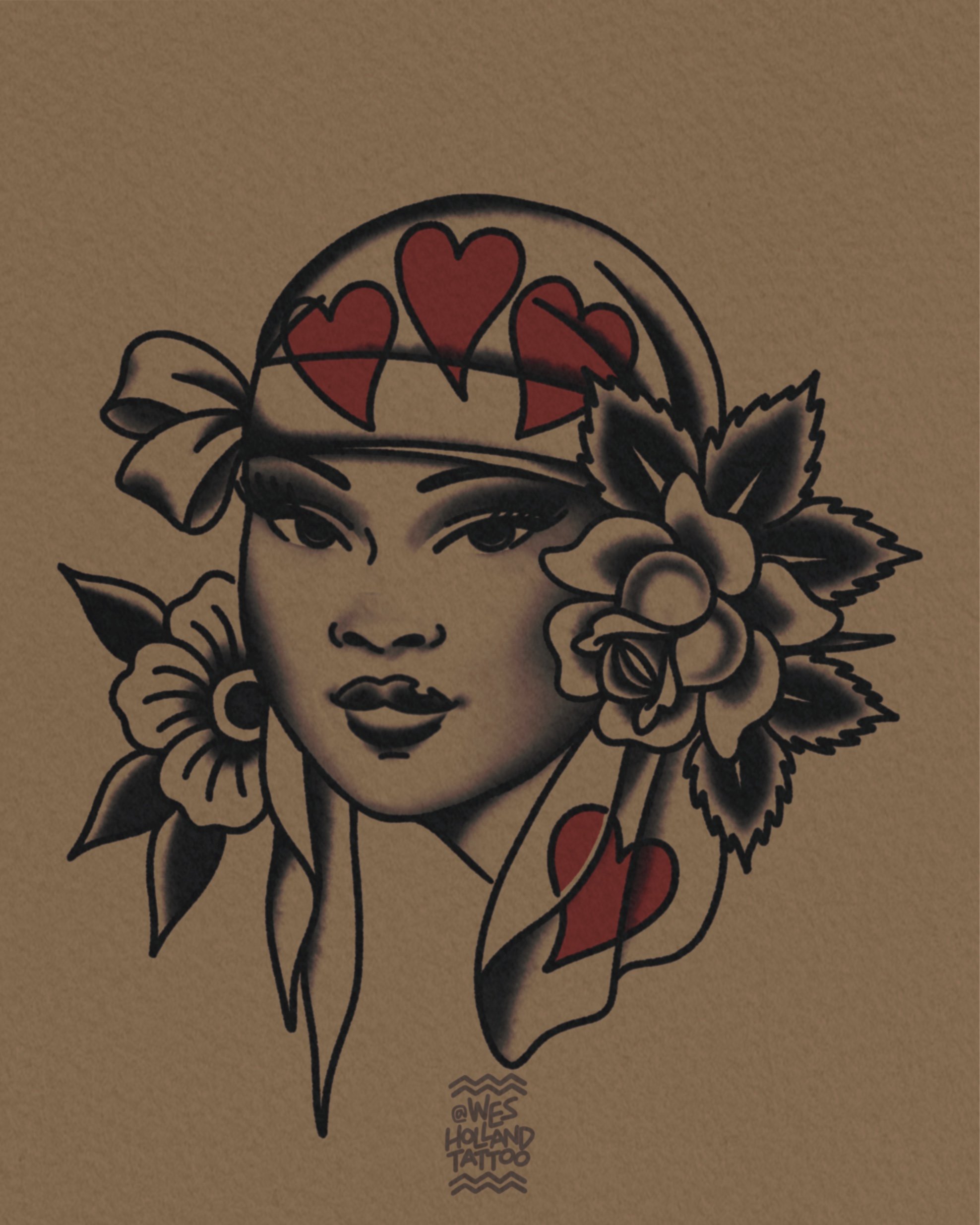 Afro-americana flash by Wes Holland — Lightwork Tattoo · Sandy Springs, Atlanta, Ga