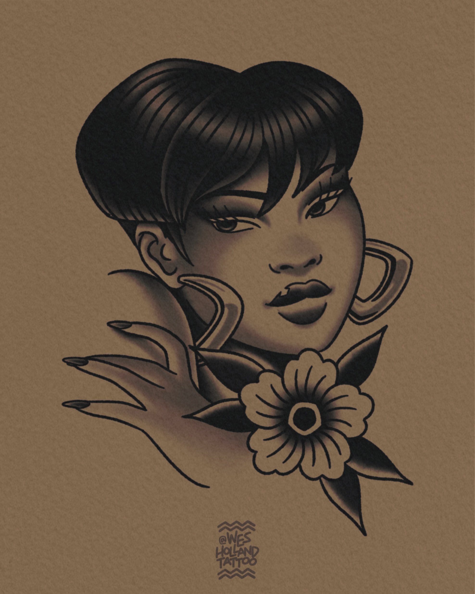 Afro-americana flash by Wes Holland — Lightwork Tattoo · Sandy Springs, Atlanta, Ga