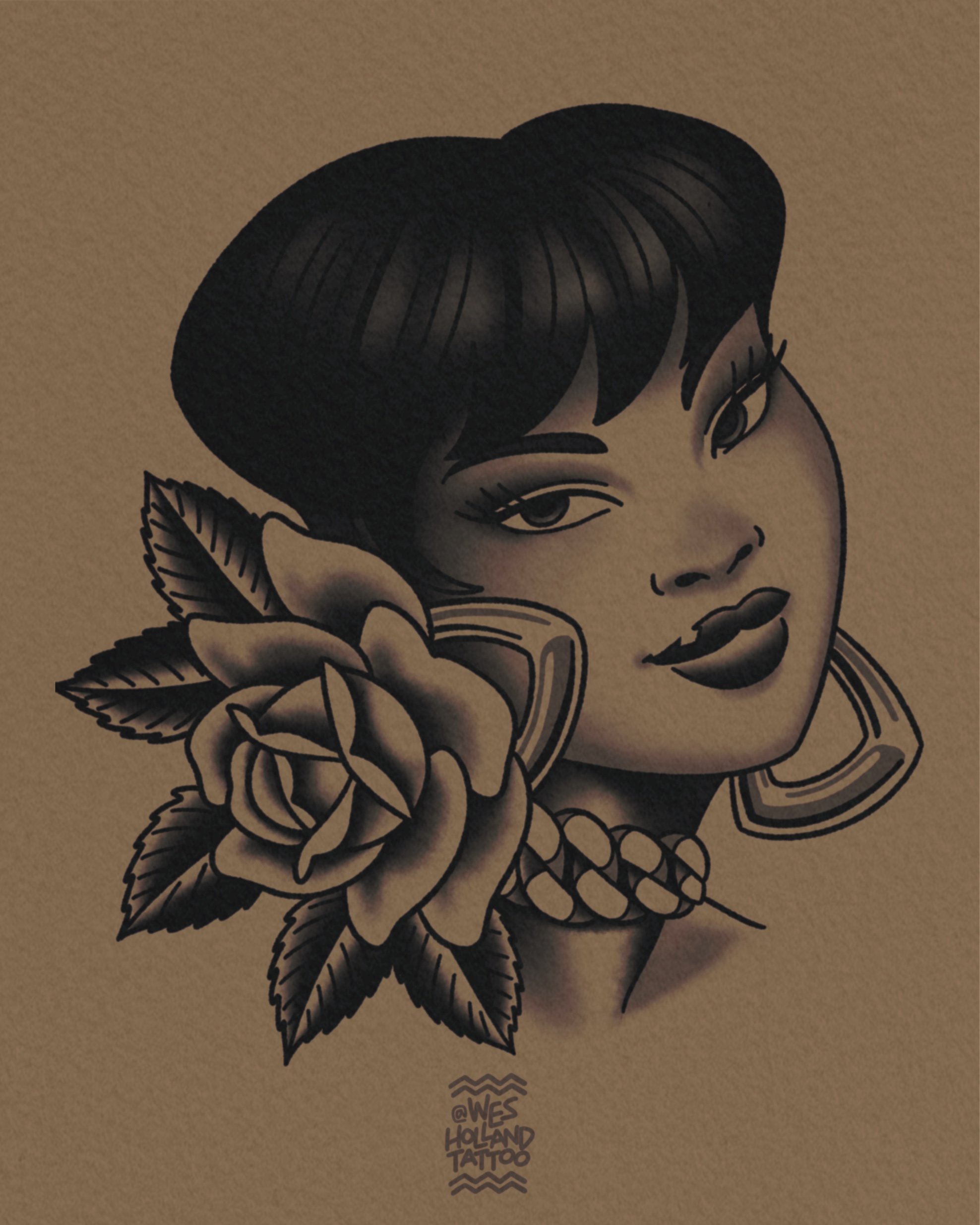 Afro-americana flash by Wes Holland — Lightwork Tattoo · Sandy Springs, Atlanta, Ga