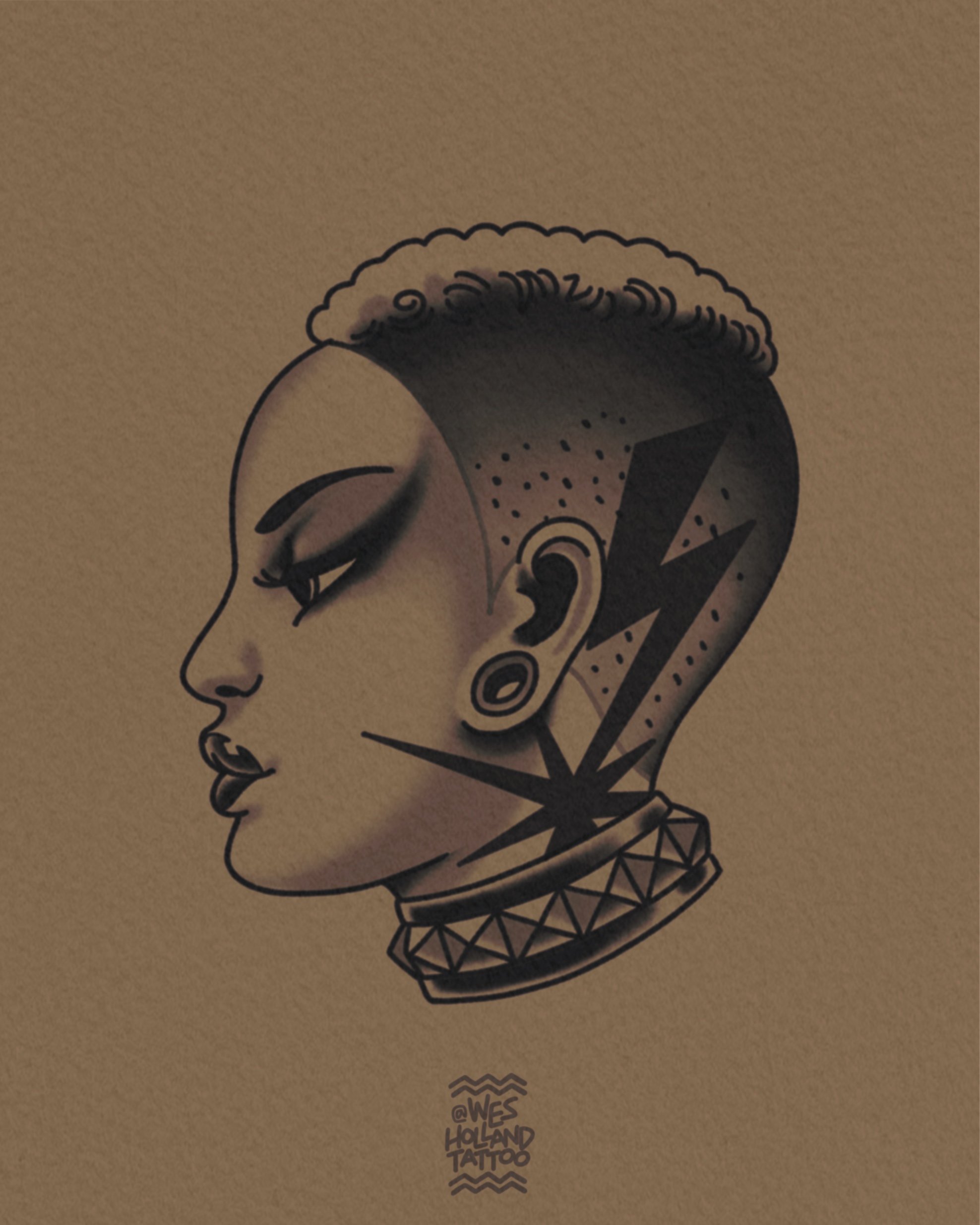 Afro-americana flash by Wes Holland — Lightwork Tattoo · Sandy Springs, Atlanta, Ga