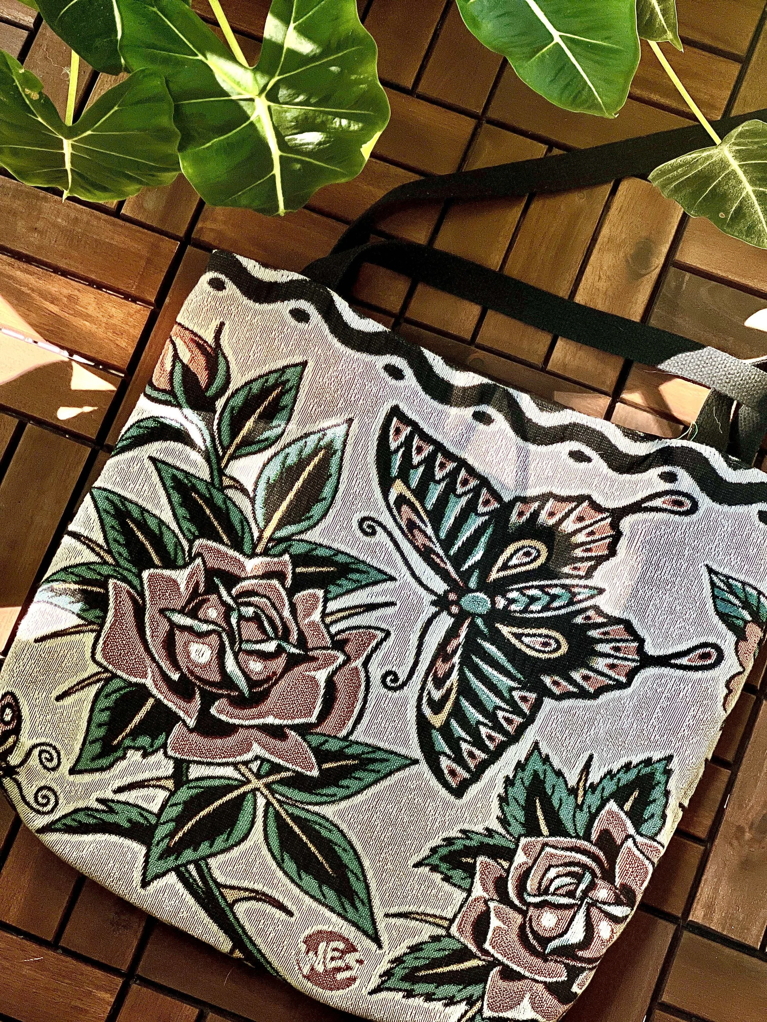 Butterfly Rose - Woven Tote