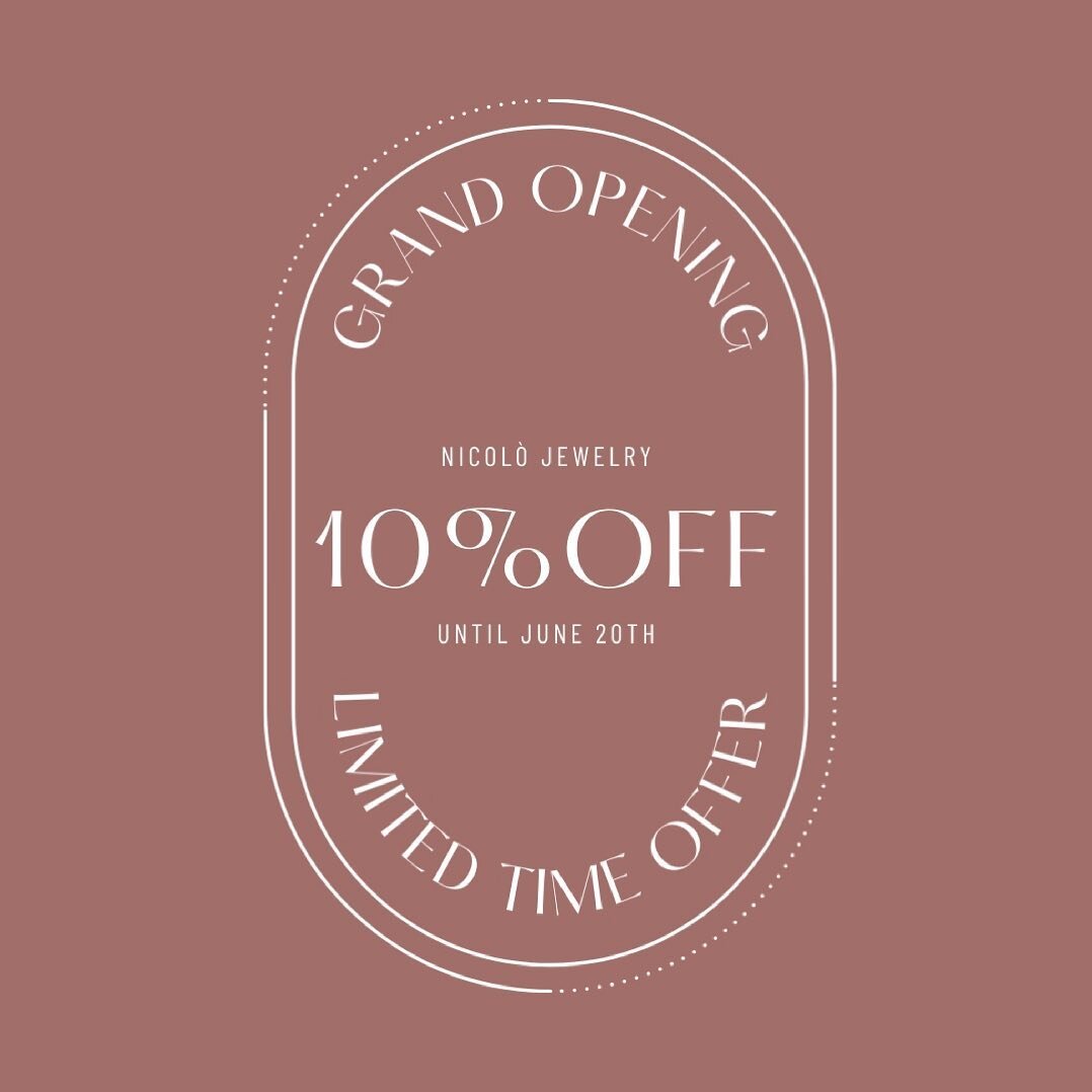 Our Grand Opening Sale is ending in 7 days! Don&rsquo;t miss out your opportunity to purchase our newest collection with 10% off! 

Shop now at www.nicolojewelry.com, link in bio!