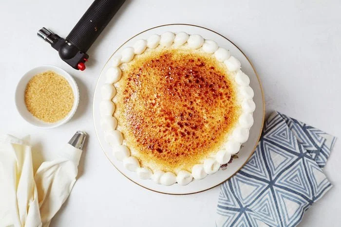 French crème brûlée wedding cake with caramel top