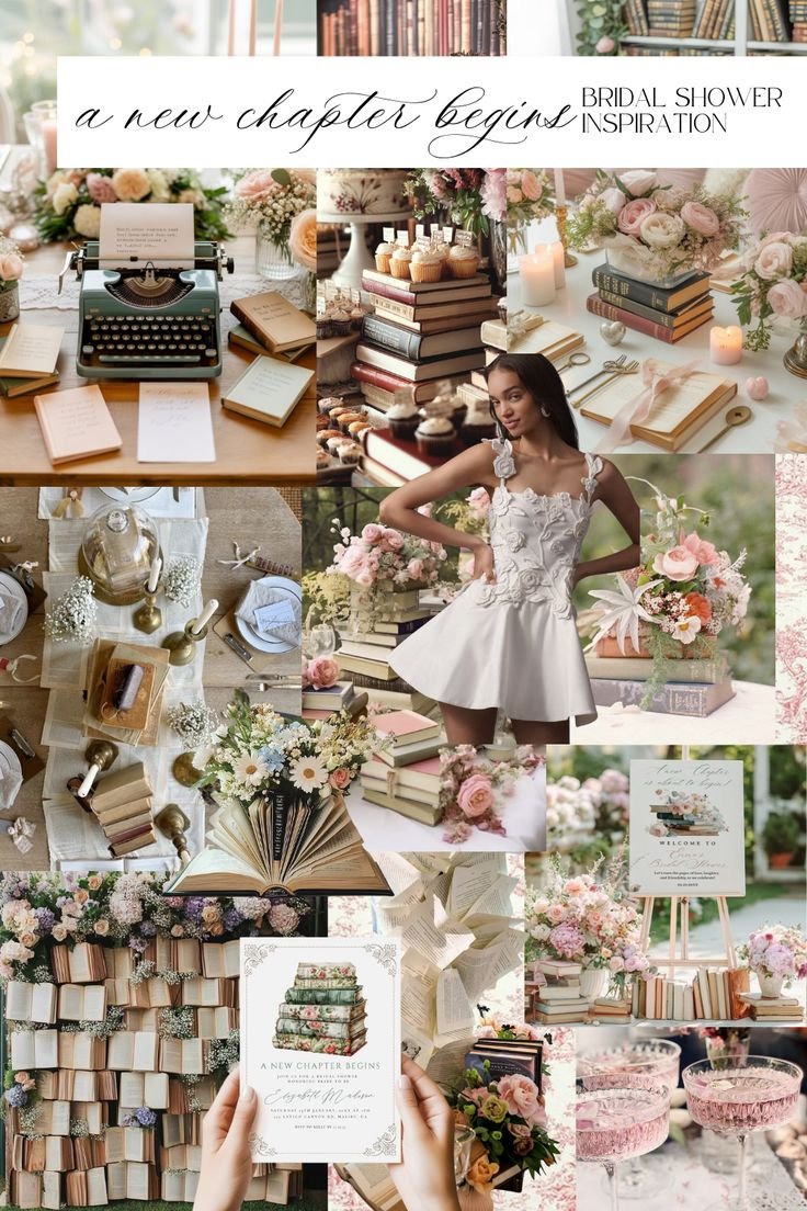 Book-themed bridal shower with romantic cake and brunch styling, Newcastle NSW