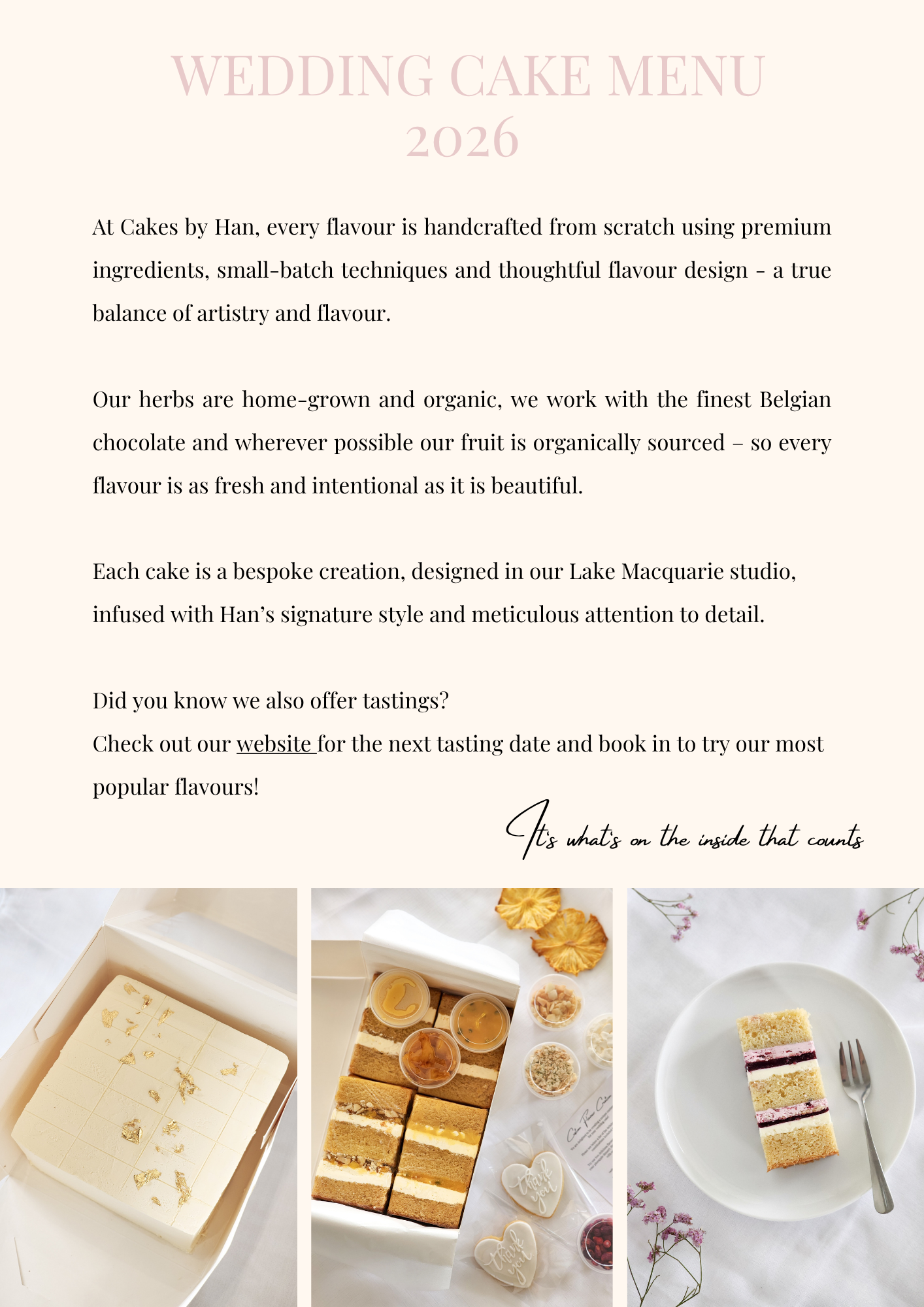 Hunter Valley wedding cake flavour menu – CAKES by Han