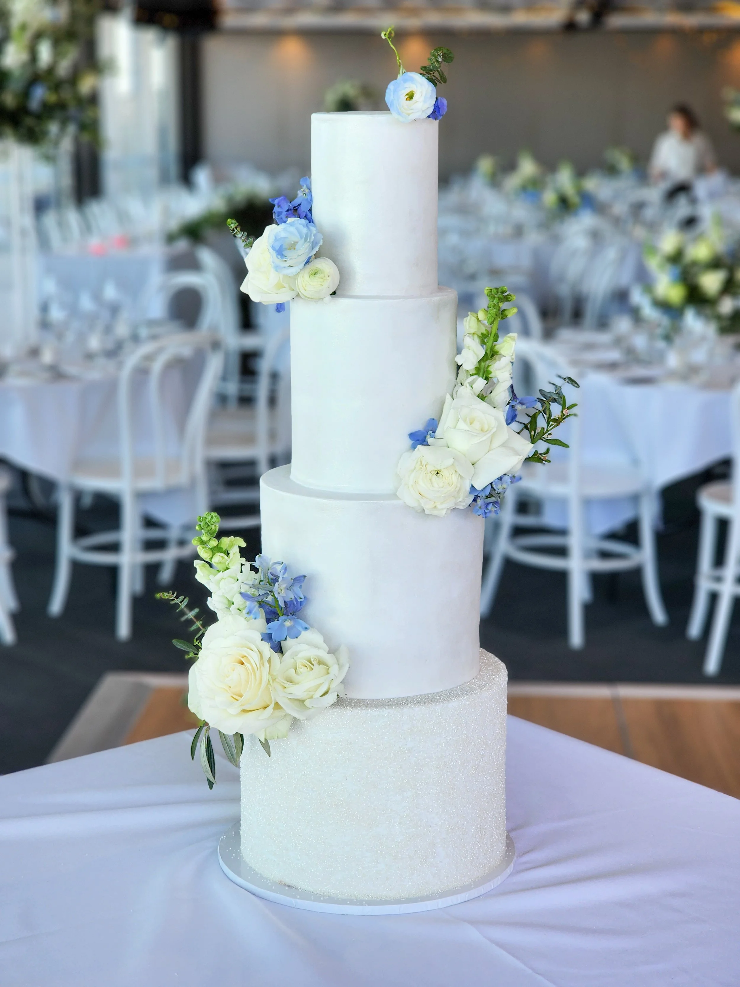 Luxury wedding cake setup at Merewether Surfhouse