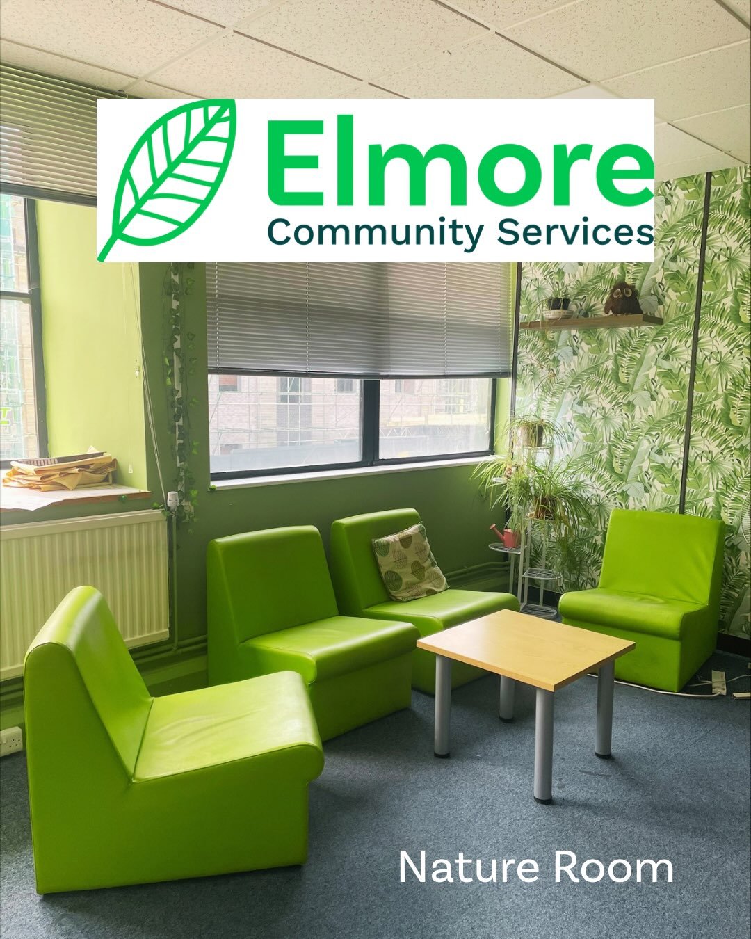 Welcome to the Elmore Office! This is one of our employee meeting spaces, the Nature Room.

It is a calm, welcoming space for wellbeing, reflection, prayer, meditation, supervision and other quiet moments throughout the working day. Open to everyone 