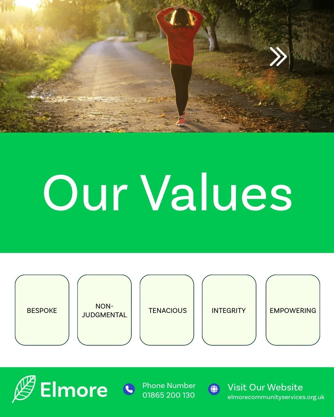 Our team views the charity as skilled and unique, where collaboration is a distinctive feature. So too, is the feeling among frontline caseworkers and managers that they live the following values through their service to Elmore, and make a difference