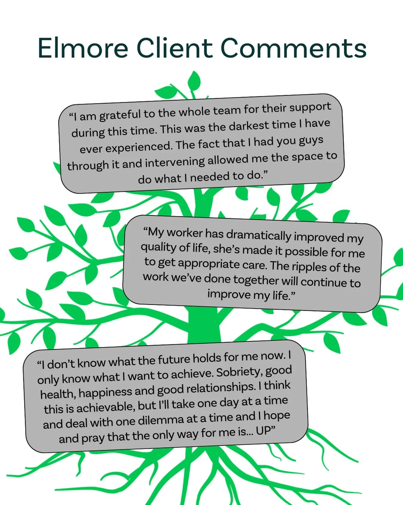 The people we support are at the heart of everything we do.

We&rsquo;re honoured to share feedback from individuals who have used our mental health and complex needs services. Their experiences remind us why providing flexible, person-centered suppo