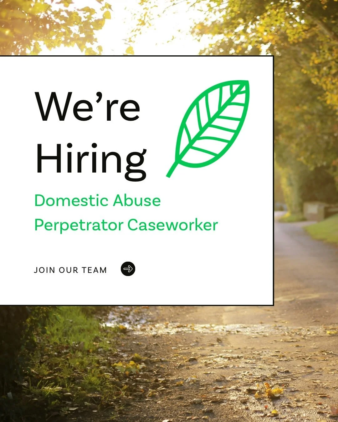 Apply to join our Oxfordshire Domestic Abuse service as a Perpetrator Caseworker 🍃

This is an opportunity to be part of a dedicated team working alongside individuals to empower recovery, build resilience, and create positive change in their lives.