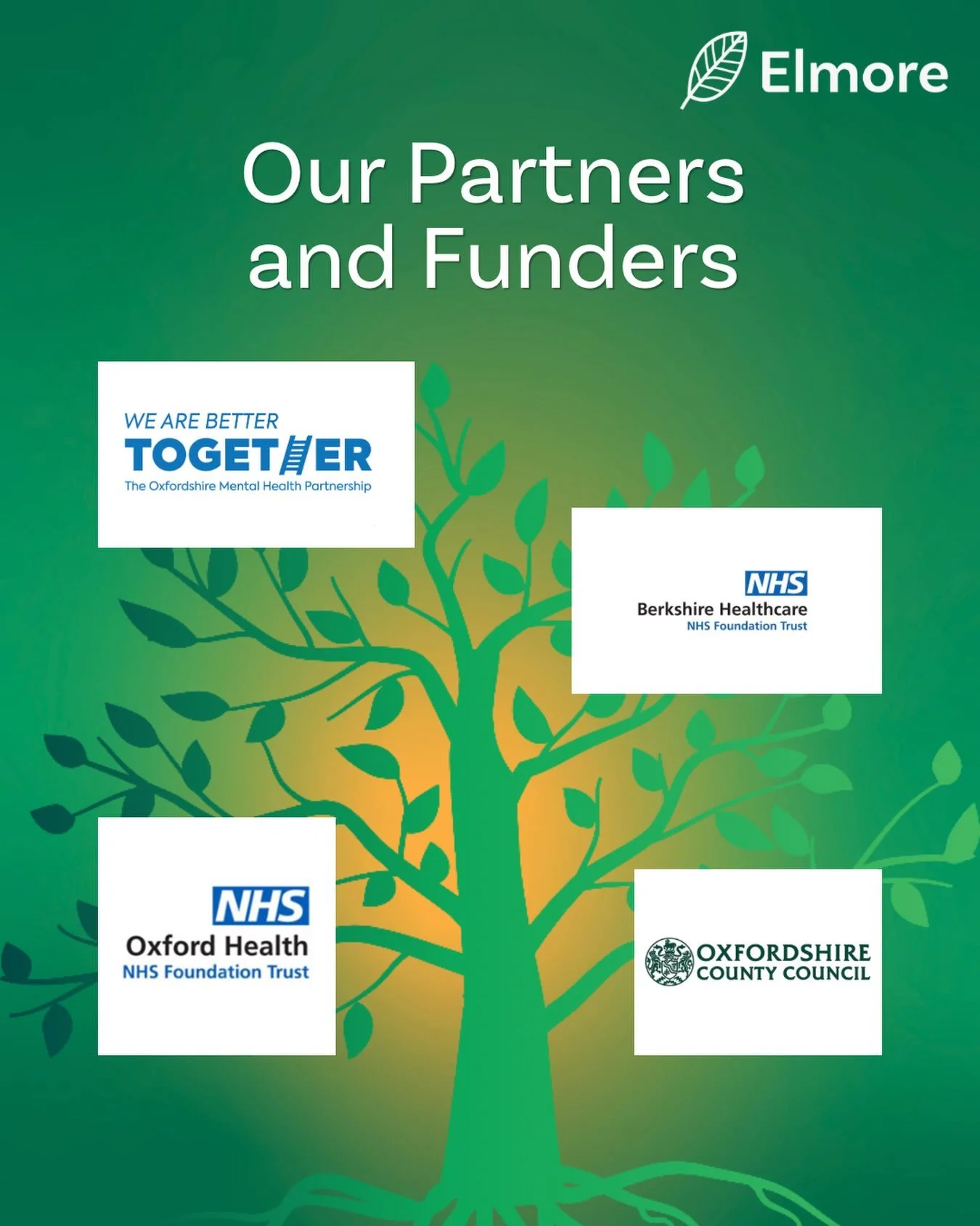 We&rsquo;re proud to work alongside our valued partners and funders, including Berkshire Healthcare NHS Foundation Trust, Oxford Health NHS Foundation Trust, Oxfordshire County Council and the Oxford Mental Health Partnership.

Through collaboration 