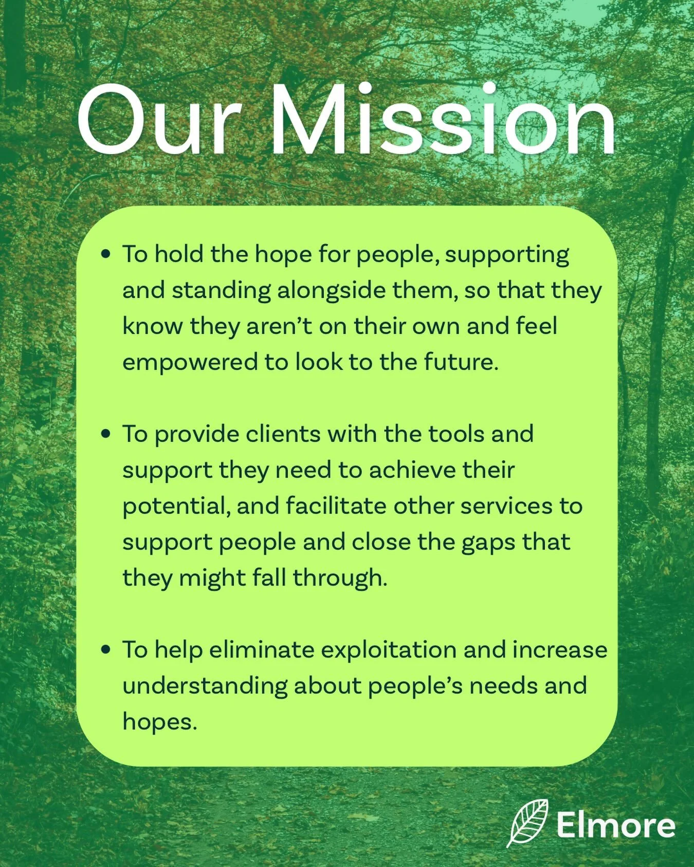 Behind every service we provide is a commitment to supporting people through life&rsquo;s challenges and ensuring they feel seen and heard. 

Elmore&rsquo;s work is about meeting people where they are and building confidence to move forward 🍃

#ment