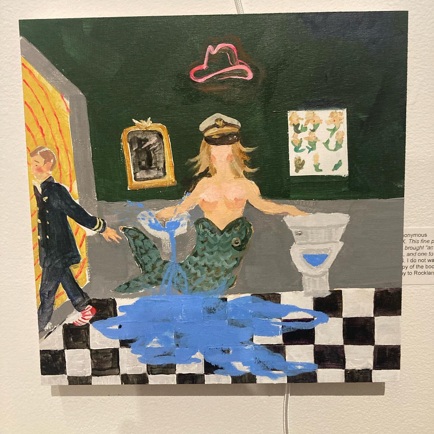 The plot thickens!
Who the heck sent this painting of our bathroom to @buoy.gallery ???
With these bonkers sales terms???
To recap::: a year or more ago someone snuck a painting of a metamorphosing mermaid, along with an ogling sea captain (slides 3/