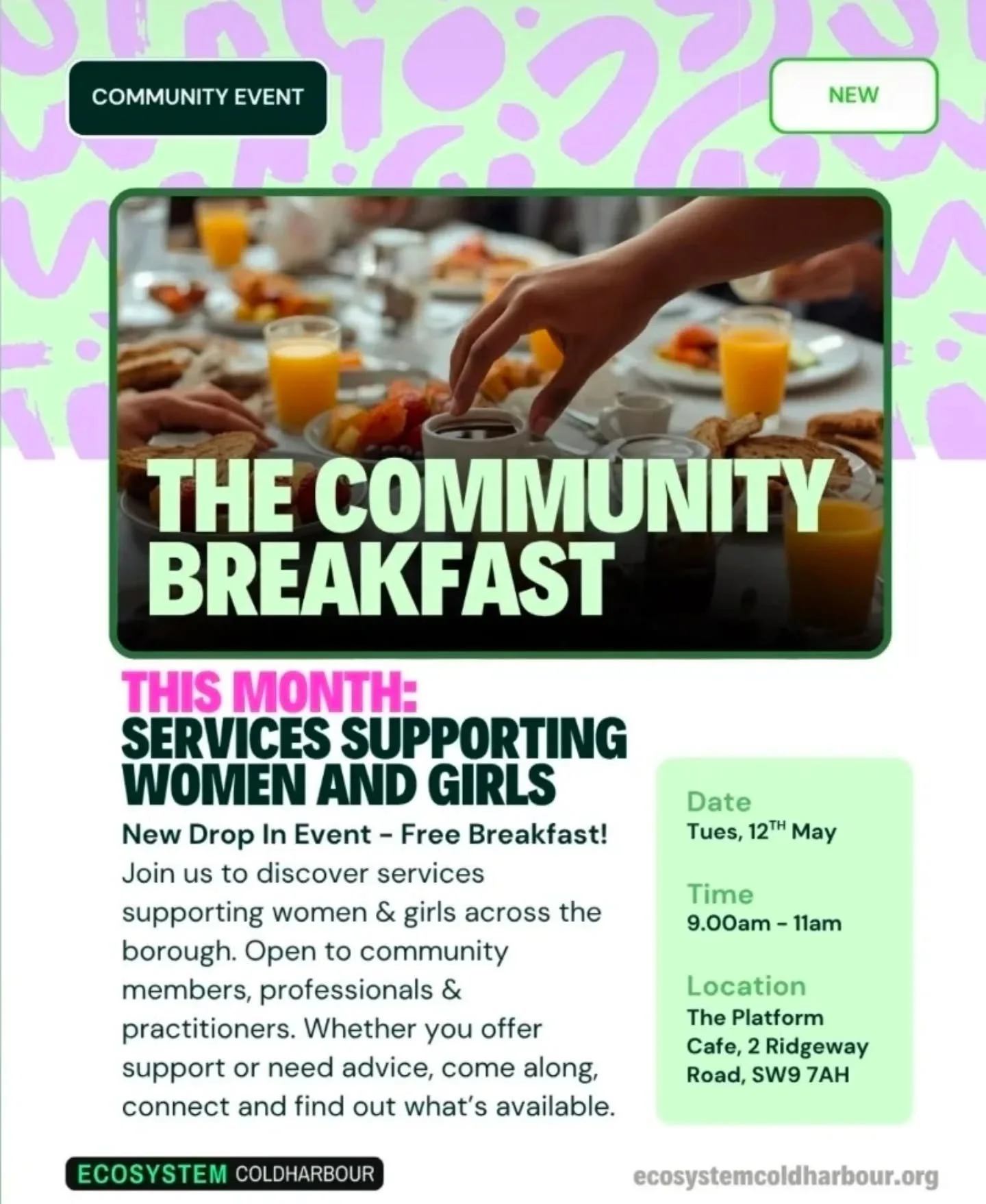 Looking to connect, feel supported, or simply have a meaningful conversation? 💬💚

Join us for our Community Breakfast in collaboration with The Platform Cafe - a welcoming space to come together, share experiences, and learn about services supporti
