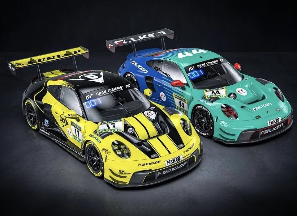 Porsche 911 with Falken and Dunlop liveries at NLS