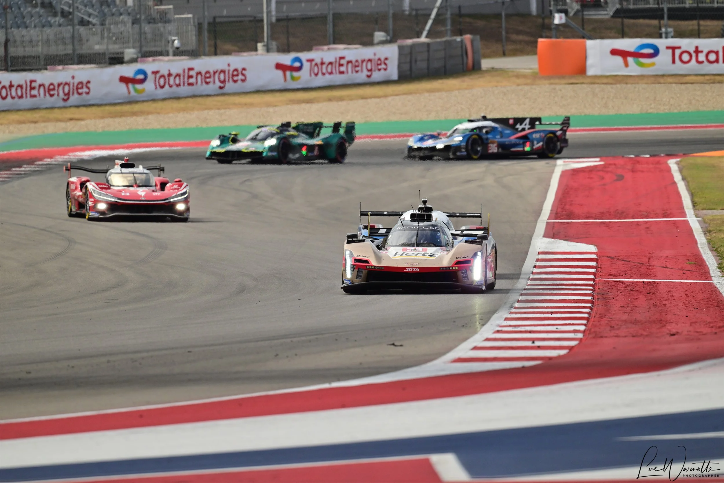 #38 Cadillac leading after restart just after halfway race