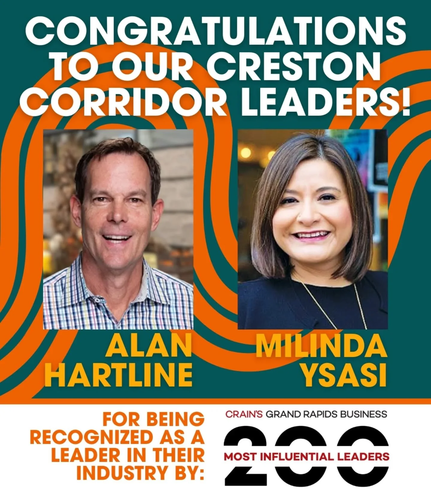 We&rsquo;re proud to announce that two of our board members &mdash; Alan Hartline and Milinda Ysasi &mdash; have been named to Crain&rsquo;s Grand Rapids 200 - AGAIN!

Alan brings deep experience in finance, community development, and leadership, whi