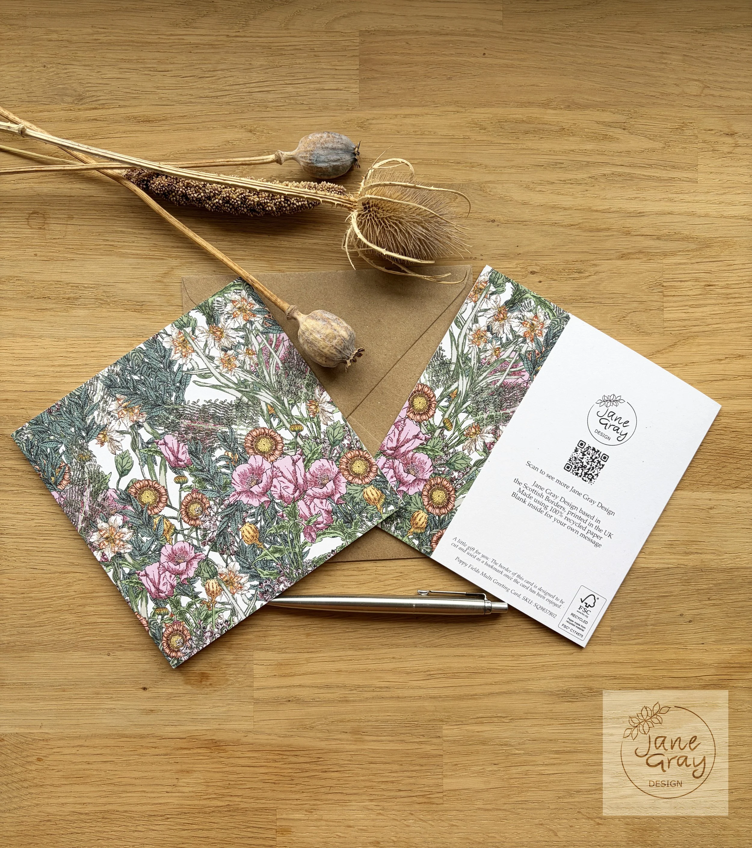 Jane Gray Design_Poppy Fields Multi Square Cards_Alt Image 2.jpg