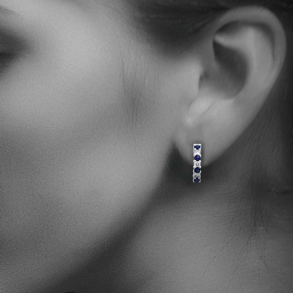 Sapphire and Diamond Hoop Earrings on Model.jpg