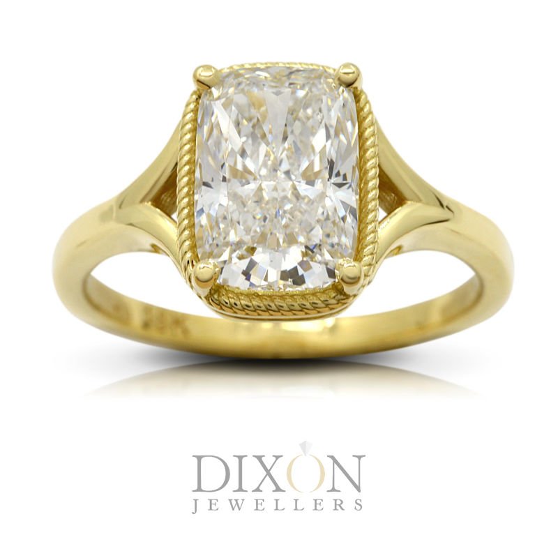 Custom Elongated Cushion Cut Stunning 18K Solitaire Engagement Ring.jpg