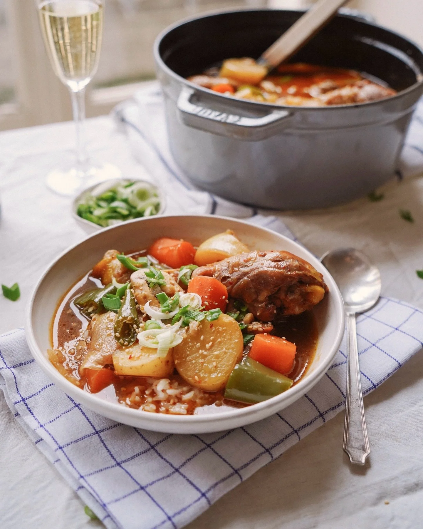 dak jjim, chicken drumsticks braised with root veg in a soy-garlic sauce. recipe below! 🍲❄️☃️

my mom, my sister, and @haitsjanice all separately, and coincidentally, made this for dinner last night and i thought about how nice it would be to have a