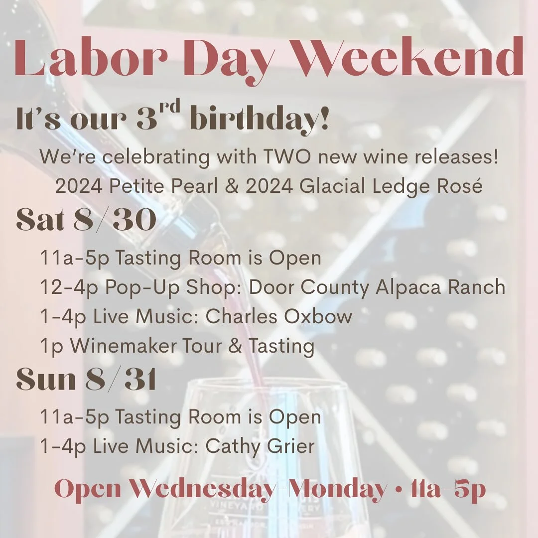 🎵 It&rsquo;s going to be a great weekend! 🦙 🛍️ Join us Wednesday-Monday 🍷 11:00a-5:00p

ℹ️ https://www.anchoredrootswine.com/events

#doorcounty #labordayweekend #wisconsinwinery #wisconsingrapegrowers #anchoredrootswine #cheers @doorcountywinetr